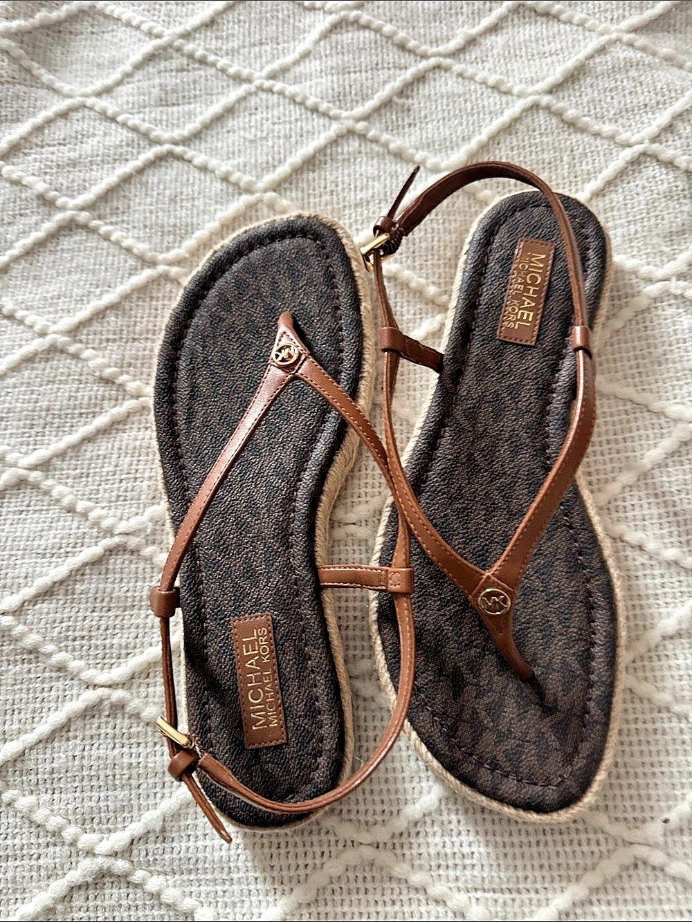 Michael Kors Sahara Espadrilles Slingback Thong Sandals Brown Sandals